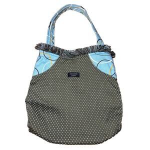 Bagolitas by Janice Brown Polka Dot Shoulder Bag Brown & Light Blue Fringe Trim